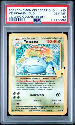 2021 POKEMON CELEBRATIONS CLASSIC COLL #15 VENUSAUR-HOLO PSA 10 - Image 1