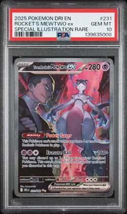 2025 POKEMON DRI EN-DESTINED RIVALS #231 TEAM ROCKET'S MEWTWO EX PSA 10 - Image 1
