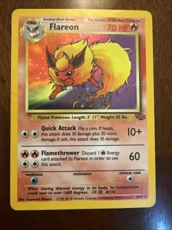 Pokemon TCG Flareon Holo 3/64 Jungle English Pokemon Moderately Played - Image 1