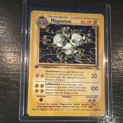 Wizards of the Coast Pokemon Magneton Fossil 26/62 1st Edition Rare 80 HP - Image 1