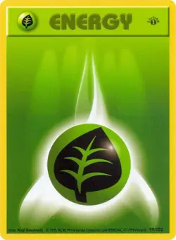 Damaged Grass Energy - 99/102 - Common - 1st Edition Pokemon Base Set - Image 1