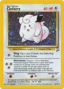 Damaged Clefairy - 6/130 - Holo Rare - Unlimited Edition Pokemon Base Set 2 - Image 1
