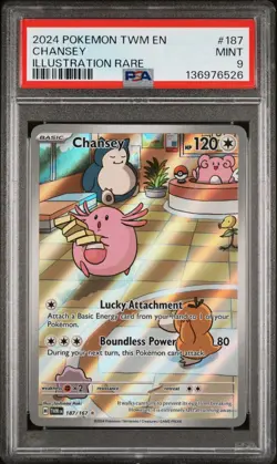 2024 Pokemon Twilight Masquerade Chansey 187/167 Illustration Rare PSA 9 MINT - Image 1