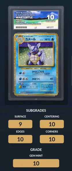 Wartortle 002/032 CLK Pokemon Card Classic Collection Japanese Ace 10 Graded - Image 3