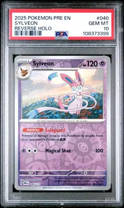 2025 Pokemon Prismatic Evolutions #040 Sylveon Reverse Holo PSA 10 Card GEM MINT - Image 1