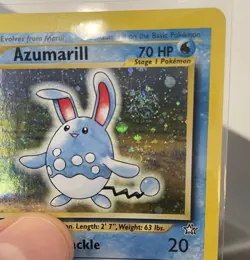 Pokemon TCG Azumarill Neo Genesis Holo Card 2/111 1st Edition NM with 2x Swirl - Image 3