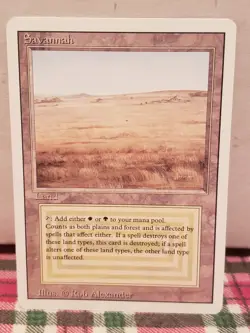 Magic the Gathering Savannah Dual Land Revised Rare, Near Mint Condition - Image 1