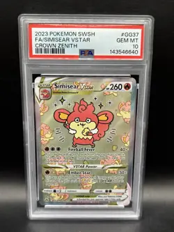 Pokemon SWSH Crown Zenith Simisear VSTAR Galarian Gallery 2023 GG37/GG70 PSA 10 - Image 1