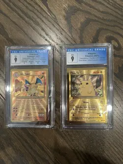 CGC 9 2021 Pokemon 25th Anv. Celebrations Gold Metal Pikachu & Charizard - Image 1