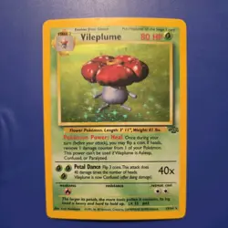 Pokemon TCG Vileplume Jungle 15/64 Unlimited Holo Rare Vintage 1999 WoTC - Image 1