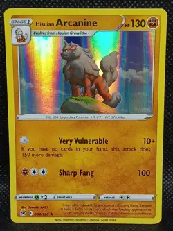 Hisuian Arcanine 084/196 Holo Rare Lost Origin Pokemon Pack Fresh - Image 1