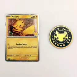 Pokemon TCG 2026 Pokemon Day 30th Anniversary Pikachu 051 Stamped Promo And Coin - Image 1