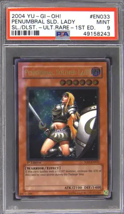 2004 YU-GI-OH! SOD-SOUL OF THE DUELIST #EN033 PENUMBRAL SOLDIER LADY PSA 9 - Image 1
