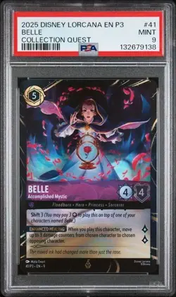 DISNEY LORCANA EN P3-PROMO #40 BEAST & #41 BELLE COLLECTION QUEST PSA 9 - Image 1