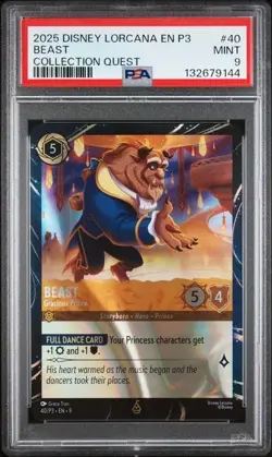 DISNEY LORCANA EN P3-PROMO #40 BEAST & #41 BELLE COLLECTION QUEST PSA 9 - Image 3