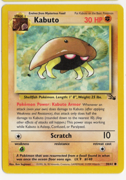 Kabuto 50/62 Fossil Set Pokemon Card - Image 1