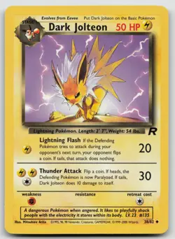 Pokemon Card Dark Jolteon Uncommon Team Rocket 38/82 - Image 1