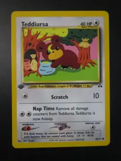 TEDDIURSA POKEMON CARD 1ST EDITION 65/75 NEO DISCOVERY NON HOLO NEVER PLAYED NM- - Image 1