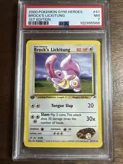 2000 Pokemon Gym Heroes Brock’s Lickitung 1st Edition PSA 7 #41 - Image 1