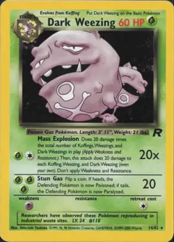 Pokemon TCG - Dark Weezing 14/82 Holo Rare Team Rocket - 717 - Image 1