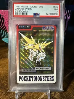 1997 Pokemon Japanese Carddass File #145 Zapdos Holo PSA 7 - Image 1