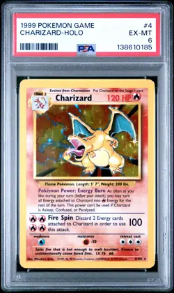 1999 POKEMON GAME #4 CHARIZARD-HOLO PSA 6 - Image 1