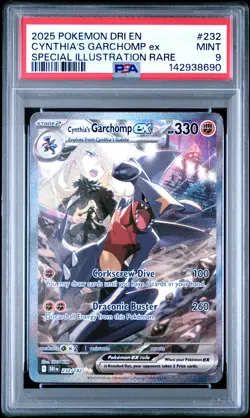 2025 POKEMON DRI EN-DESTINED RIVALS #232 CYNTHIA'S GARCHOMP EX PSA 9 - Image 1