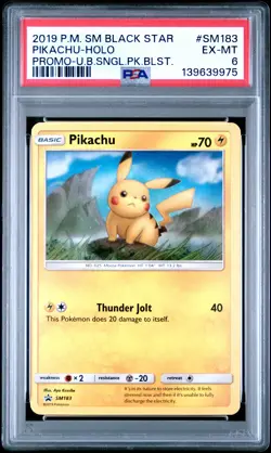 2019 POKEMON SM BLACK STAR PROMO #SM183 PIKACHU-HOLO PSA 6 - Image 1