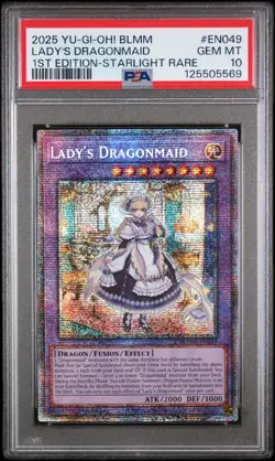 2025 YU-GI-OH! BLMM #EN049 LADY'S DRAGONMAID 1ST EDITION-STARLIGHT RARE PSA 10 - Image 1