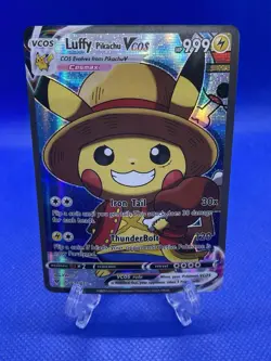 Luffy Pikachu Pokemon Card VCOS Holo Cosplay Fan Art - Image 1