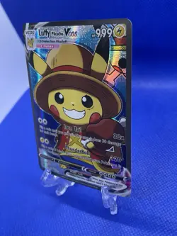 Luffy Pikachu Pokemon Card VCOS Holo Cosplay Fan Art - Image 3