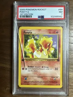 2000 Pokemon Rocket Ponyta 1st Edition PSA 7 #64 Damaged From Psa - Image 1