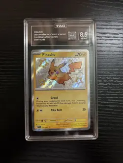 TAG 8.5 MINT - Pikachu Shiny Rare #131/091 PAF EN Paldean Fates Pokemon - Image 1