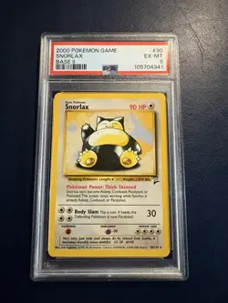 2000 Pokemon Base Set II - #30 Snorlax - PSA 6 - Image 1