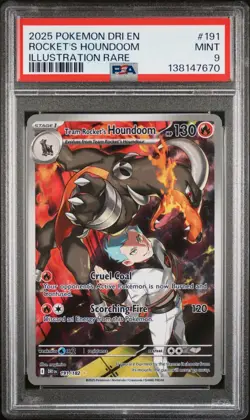 Pokemon TCG Team Rockets Houndoom 191 Full Art IR Destined Rivals PSA 9 MINT - Image 1