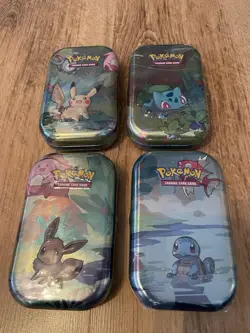 Pokemon TCG Kanto Friends Mini Tin Bundle 4 Packs (L24) - Image 1
