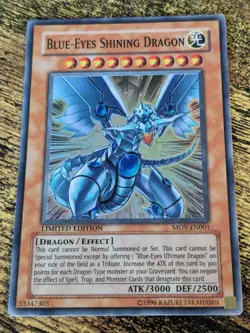 Yugioh Blue-Eyes Shining Dragon MOV-EN001 Super Rare Limited Edition LP - Image 1