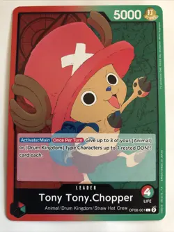 One Piece CCG Two Legends Tony Tony.Chopper Leader OP08-001 NM - Image 1