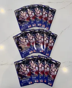 One Piece TCG The Azure Sea’s Seven OP-14 Sleeved Booster Pack Lot Of 15 In Hand - Image 1