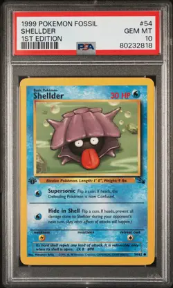 PSA 10 Shellder 1st Edition Fossil 54/62 1st Edition Pokemon Card - Image 1