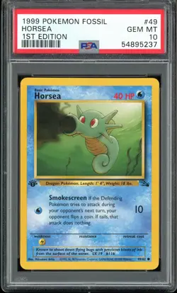 PSA 10 Horsea 1st Edition Fossil 49/62 Pokemon Card - Image 1