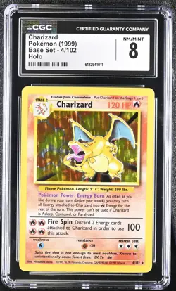 CGC 8 Charizard 1999 Base Set 4/102 Holo Pokemon Card - Image 1