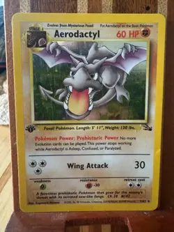Pokemon Aerodactyl Fossil 1st EDITION RARE HOLO #1 Nice Card - Image 1