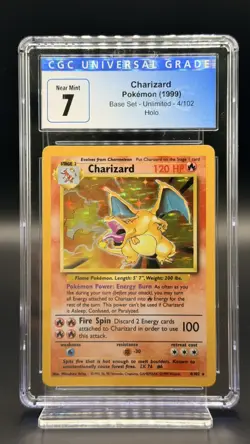 CGC 7 Charizard 1999 Base Set 4/102 Holo Pokemon Card - Image 1