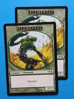 MTG 1x Elemental Token LP Duel Decks Elves vs Goblins Magic Green 7/7 - Image 2