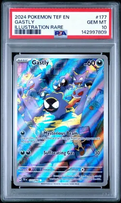 2024 POKEMON TEF EN-TEMPORAL FORCES ILLUSTRATION RARE #177 GASTLY PSA 10 - Image 1