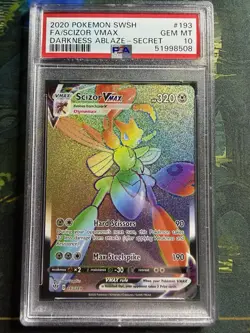 2020 POKEMON SWORD & SHIELD DARKNESS ABLAZE SECRET FULL ART/SCIZOR VMAX PSA 10 - Image 1
