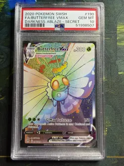 2020 Pokemon Butterfree VMAX Secret Darkness Ablaze 190/189 PSA 10 GEM MT 190 - Image 1
