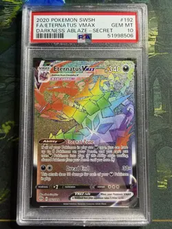 PSA 10 Gem Mint Pokemon SWSH Darkness Ablaze Secret Rare Eternatus VMAX 192/189 - Image 1
