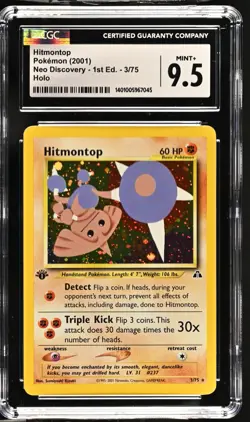 CGC 9 2001 Neo Discovery Pokemon English Hitmontop 3/75 - 1st Edition Rare Holo - Image 1